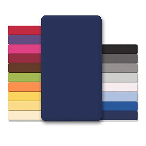 CelinaTex Jersey Topper Spannbettlaken Lucina Doppelpack 180x200-200x200cm dunkel blau 100% Baumwolle gekämmt bis 12cm Matratzenhöhe Oeko-TEX von CelinaTex