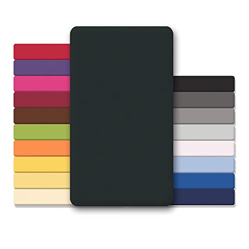 CelinaTex Jersey Topper Spannbettlaken Lucina Doppelpack 180x200-200x200cm schwarz 100% Baumwolle gekämmt bis 12cm Matratzenhöhe Oeko-TEX von CelinaTex