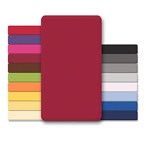 CelinaTex Jersey Topper Spannbettlaken Lucina Doppelpack 200x200-200x220cm Bordeaux rot 100% Baumwolle gekämmt bis 12cm Matratzenhöhe Oeko-TEX von CelinaTex