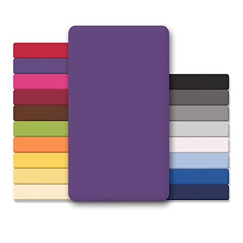 CelinaTex Jersey Topper Spannbettlaken Lucina Doppelpack 200x200-200x220cm lila 100% Baumwolle gekämmt bis 12cm Matratzenhöhe Oeko-TEX von CelinaTex