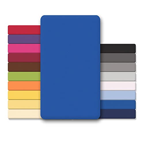 CelinaTex Jersey Topper Spannbettlaken Lucina Doppelpack 200x200-200x220cm royal blau 100% Baumwolle gekämmt bis 12cm Matratzenhöhe Oeko-TEX von CelinaTex