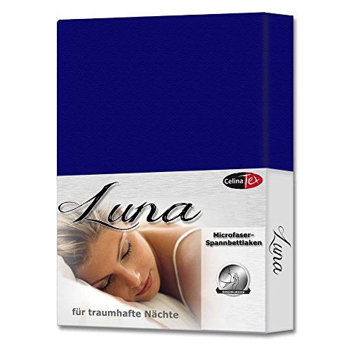 CelinaTex Luna Spannbettlaken 200 x 200 cm dunkel blau Polyester Bettlaken Mikrofaser Spannbetttuch von CelinaTex