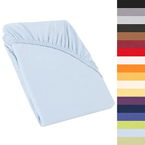 CelinaTex Perla Boxspringbett Wasserbett Topper Spannbettlaken 120x200-130x200 cm Aqua blau Jersey Mako Baumwolle 160g/qm Bettlaken Laken von CelinaTex