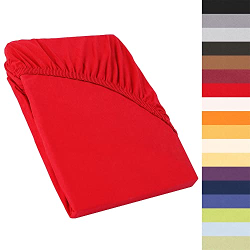 CelinaTex Perla Boxspringbett Wasserbett Topper Spannbettlaken 90x200-100x200 cm Rubin rot Jersey Mako Baumwolle 160g/qm Bettlaken Laken von CelinaTex