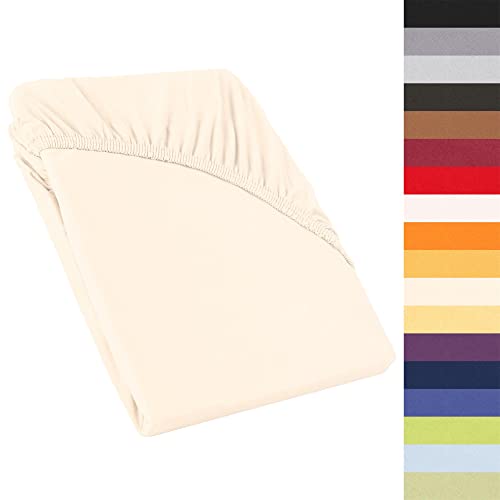 CelinaTex Perla Boxspringbett Wasserbett Topper Spannbettlaken 90x200-100x200 cm beige Natur Jersey Mako Baumwolle 160g/qm Bettlaken Laken von CelinaTex