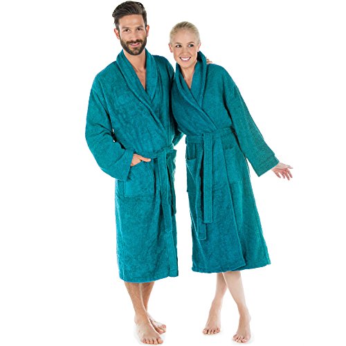 CelinaTex S-XXXL Bademantel Schalkragen Uni lang aufgesetzte Taschen Damen Herren Unisex warm Frottee Baumwolle OEKO-TEX Oregon von CelinaTex