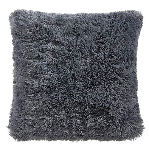 CelinaTex Shetland Dekokissen 60 x 60 cm grau Flokati Optik Zierkissen Langhaar Sofakissen Kunstfell Kissen von CelinaTex