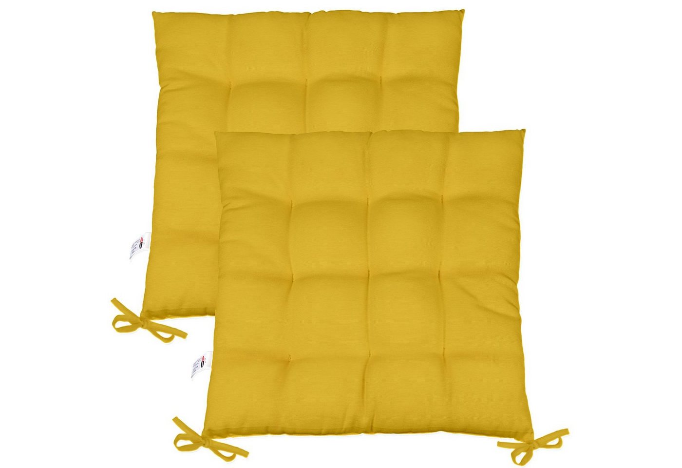 CelinaTex Sitzauflage Yoyo Sitzkissen Stuhlauflage Befestigungsband 2er Set 40x40cm gelb von CelinaTex