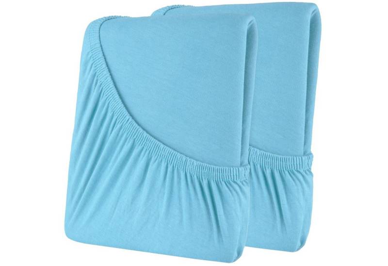 CelinaTex Spannbettlaken High-Line Laken Jersey Rundumgummi 2erSet 60x120-70x140cm hellblau, Baumwolle, (2 Stück), atmungsaktiv,bügelfrei,faltenfreier Sitz von CelinaTex