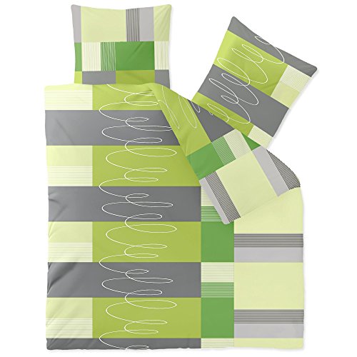 CelinaTex Style Bettwäsche 200 x 200 cm 3teilig Mikrofaser Fleece Bettbezug Ellen Streifen Wellen grün grau von CelinaTex