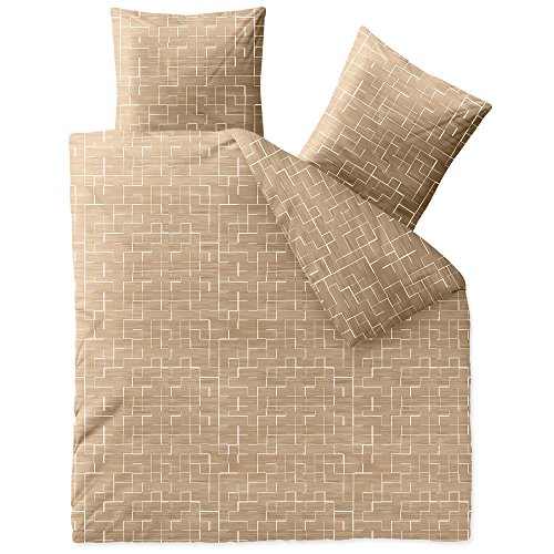 CelinaTex Touchme Biber Bettwäsche 200 x 200 cm 3teilig Baumwolle Bettbezug Mieke kariert beige weiß von CelinaTex