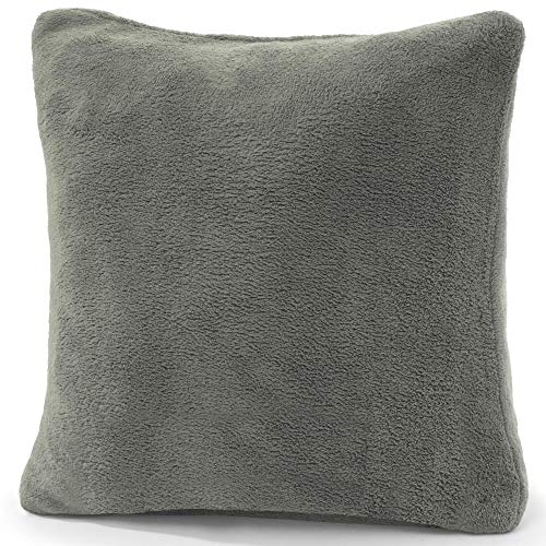 CelinaTex Xanio Dekokissen mit Innenkissen 45 x 45 cm grau Coral-Fleece Sofakissen Mikrofaser Kuschelkissen von CelinaTex