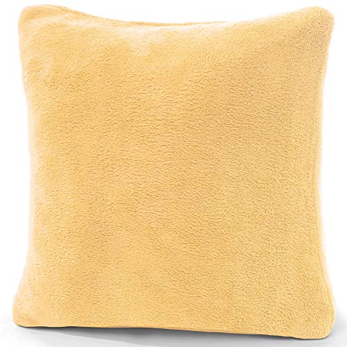 CelinaTex Xanio Dekokissen mit Innenkissen 80 x 80 cm beige Coral-Fleece Sofakissen Mikrofaser Kuschelkissen von CelinaTex