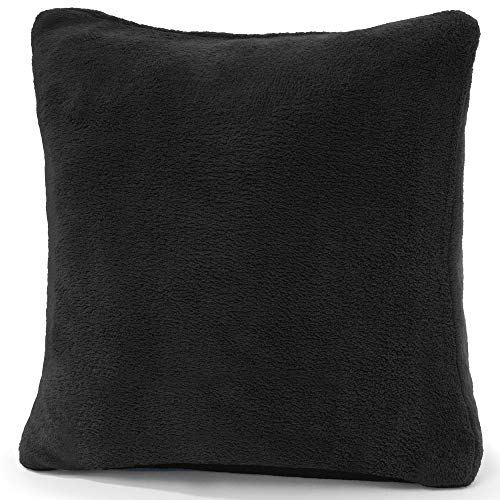 CelinaTex Xanio Dekokissen mit Innenkissen 80 x 80 cm schwarz Coral-Fleece Sofakissen Mikrofaser Kuschelkissen von CelinaTex