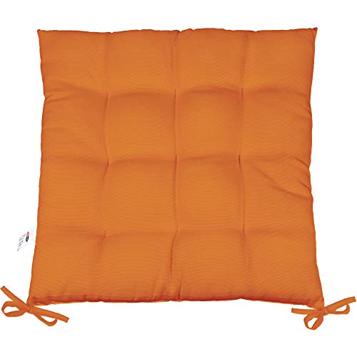 CelinaTex Yoyo Sitzkissen 40 x 40 cm orange Gartenstuhlkissen mit Bänder Sitzauflage Garten Balkon Terrasse von CelinaTex