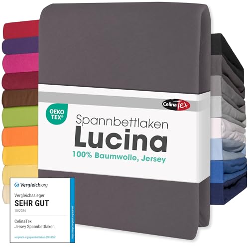 CelinaTex Jersey Spannbettlaken Lucina Doppelpack 90x200-100x200cm anthrazit grau 100% Baumwolle gekämmt bis 26cm Matratzenhöhe Spannbettbezug, Leintuch, Bettlaken, elastisch, Strech, Oeko-Tex CelinaTex Jersey Spannbettlaken Lucina Doppelpack 90x200-100x200cm anthrazit grau 100% Baumwolle gekämmt bis 26cm Matratzenhöhe Spannbettbezug, Leintuch, Bettlaken, elastisch, Strech, Oeko-Tex von CelinaTex