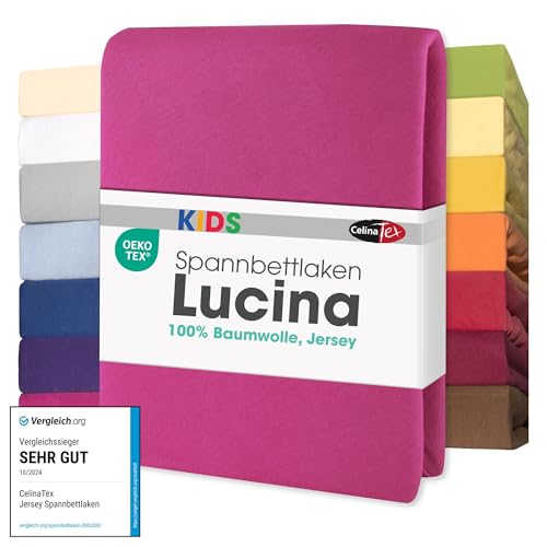 CelinaTex Jersey Spannbettlaken Lucina für Kids Dreierpack 60x120-70x140cm pink 100% Baumwolle gekämmt superweich Oeko-TEX von CelinaTex