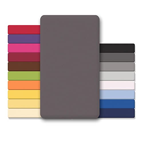 CelinaTex Jersey Topper Spannbettlaken Lucina 90x200-100x200cm anthrazit grau 100% Baumwolle gekämmt bis 12cm Matratzenhöhe Oeko-TEX von CelinaTex