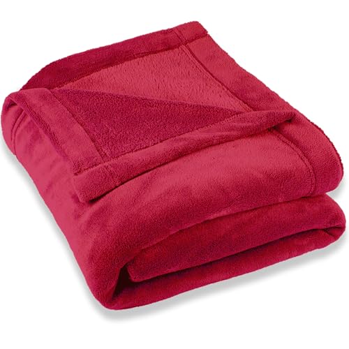 CelinaTex Flauschige Kuscheldecke XXL 220 x 240 cm rot Decke Sofa warm Wohndecke weich Mikrofaser Fleece Oeko-TEX Montreal von CelinaTex