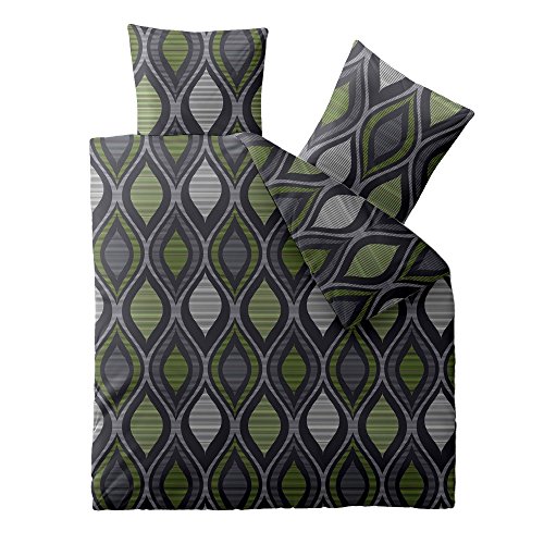 aqua-textil Concept Bettwäsche 200 x 200 cm 3teilig Mikrofaser Bettbezug Kacey Retro Grün Grau von aqua-textil