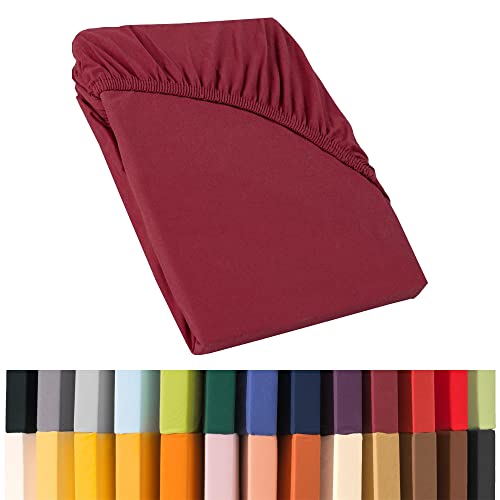 CelinaTex Relax Boxspringbett Wasserbett Spannbettlaken 140x200-160x220 cm Bordeaux rot Jersey Mako Baumwolle 160g/qm Laken von CelinaTex