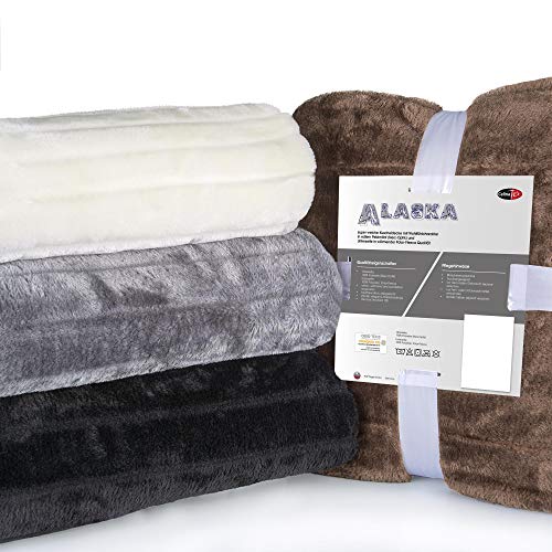 CelinaTex Kuscheldecke 150 x 200 cm schwarz Sofadecke Tagesdecke Wohndecke Fellimitat Webpelz Nerz Optik Fleece Oeko-TEX Alaska von CelinaTex