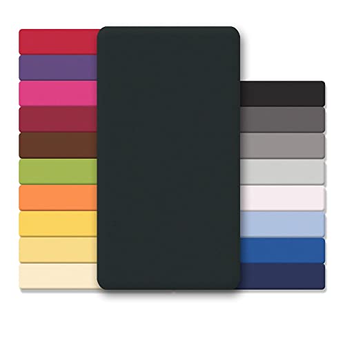 CelinaTex Jersey Spannbettlaken Lucina Doppelpack 140x200-160x200cm schwarz 100% Baumwolle gekämmt bis 26cm Matratzenhöhe Oeko-TEX von CelinaTex