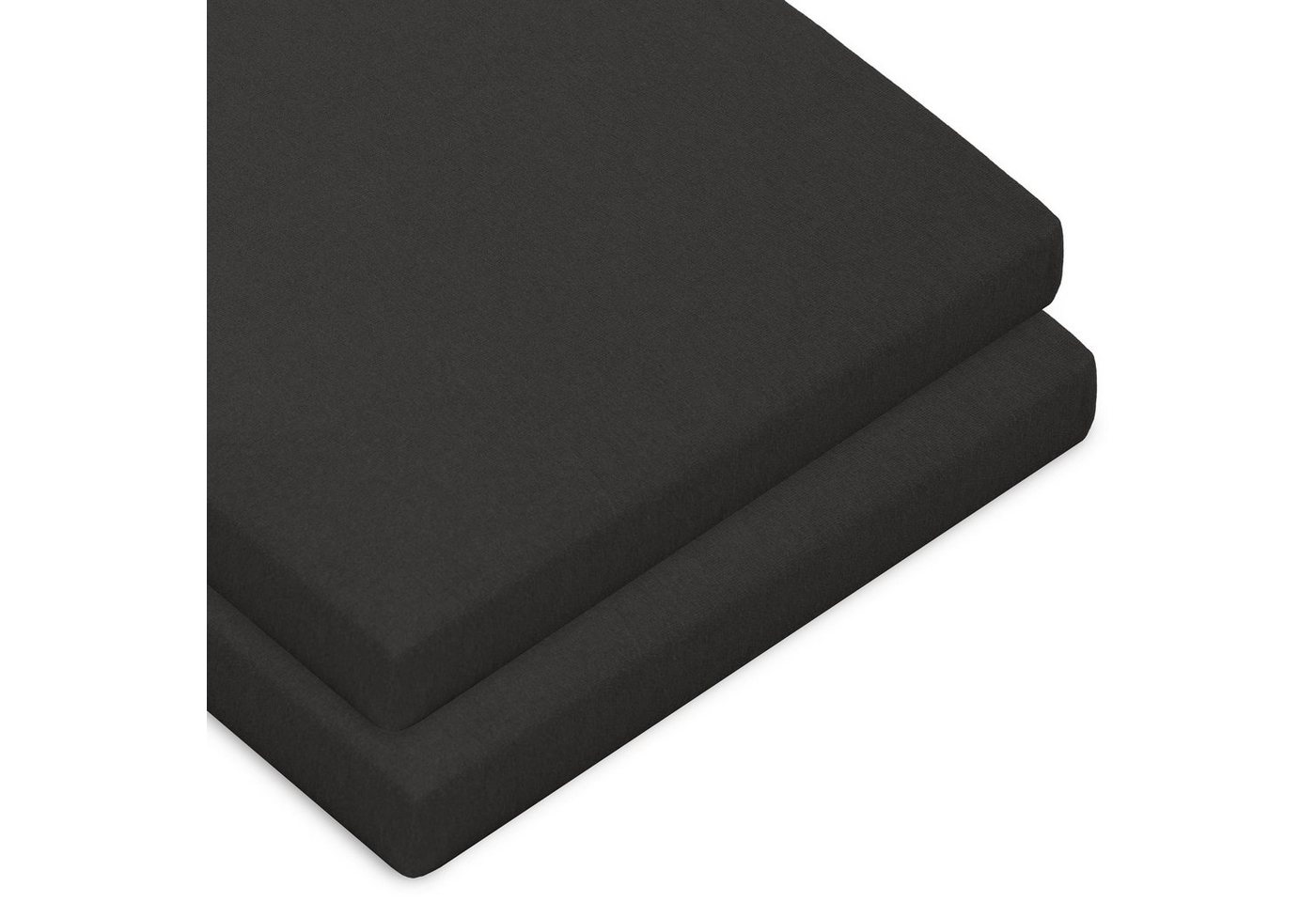 Spannbettlaken Casca Topper Spannbetttuch Elastan 2erSet 90x200-100x220cm schwarz, CelinaTex, Baumwolle, (2 Stück), bügelfrei,dauerelastisch und weich,extrem feine Fasern von CelinaTex