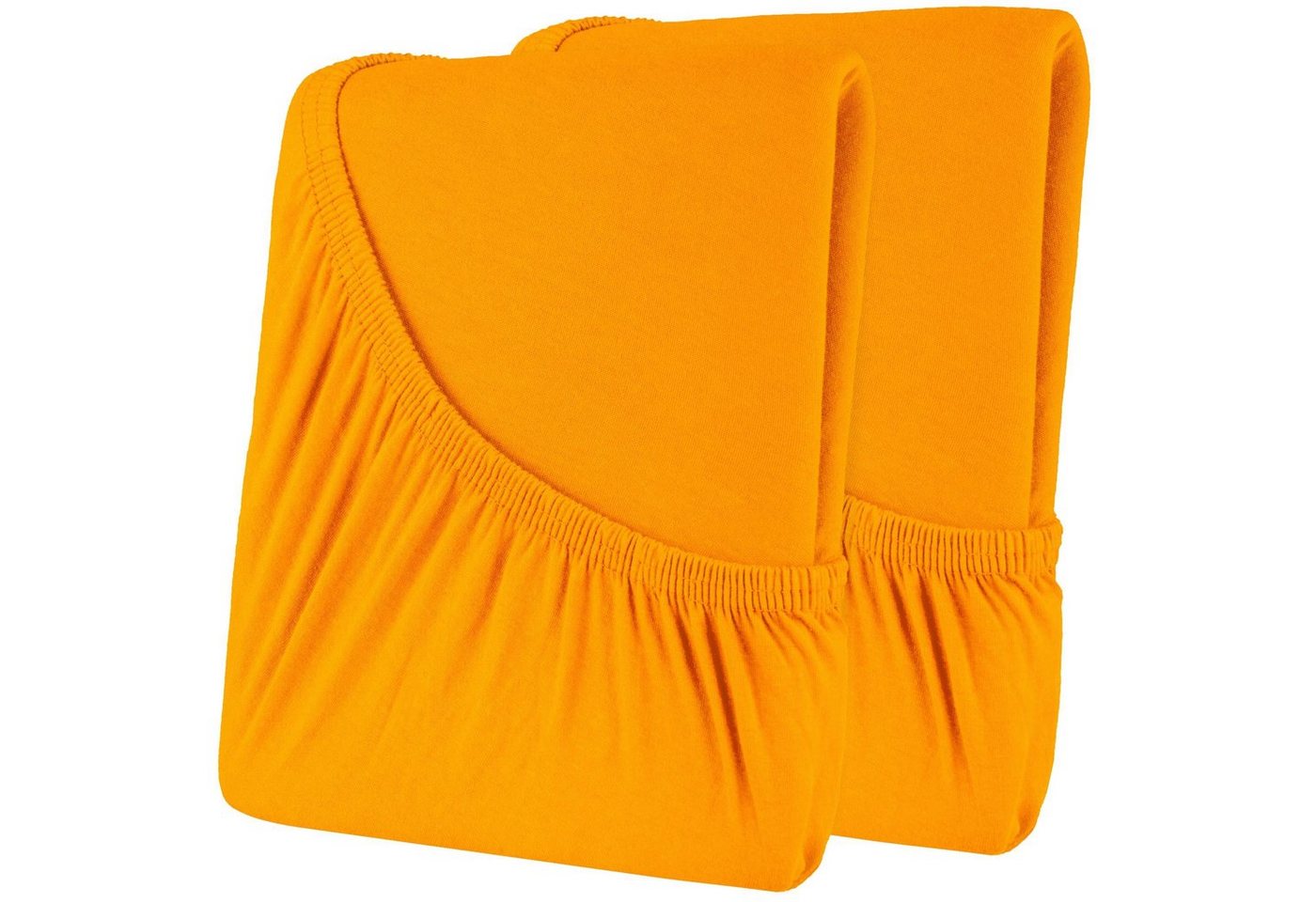 Spannbettlaken High-Line Laken Jersey Rundumgummi 2erSet 60x120-70x140cm orange, CelinaTex, Baumwolle, (2 Stück), atmungsaktiv,bügelfrei,faltenfreier Sitz von CelinaTex