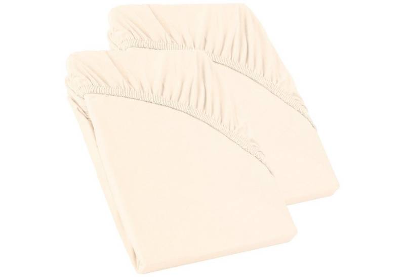 CelinaTex Spannbettlaken Perla Topper Laken Jersey 2erSet 90x200-100x200cm natur, Baumwolle, (2 Stück), bügelfrei,faltenfreier Sitz,formstabil und dauerelastisch von CelinaTex