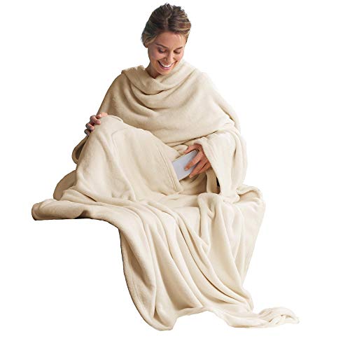 CelinaTex TV-Decke mit Ärmeln und Fußtasche Flauschige Kuscheldecke 150 x 180 cm Creme weiß Mikrofaser Fleece Soft Oeko-TEX CelinaTex TV-Decke mit Ärmeln und Fußtasche Flauschige Kuscheldecke 150 x 180 cm Creme weiß Mikrofaser Fleece Soft Oeko-TEX von CelinaTex