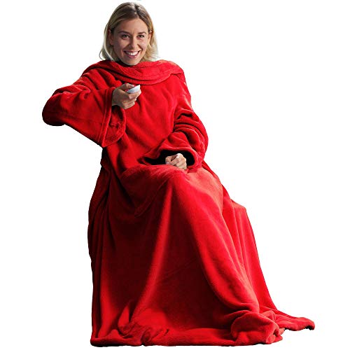 CelinaTex TV-Decke mit Ärmeln und Fußtasche Flauschige Kuscheldecke 150 x 180 cm rot Mikrofaser Fleece Soft Oeko-TEX CelinaTex TV-Decke mit Ärmeln und Fußtasche Flauschige Kuscheldecke 150 x 180 cm rot Mikrofaser Fleece Soft Oeko-TEX von CelinaTex