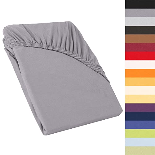 CelinaTex Perla Boxspringbett Wasserbett Topper Spannbettlaken 120x200-130x200 cm dunkel grau Jersey Mako Baumwolle 160g/qm Bettlaken Laken von CelinaTex