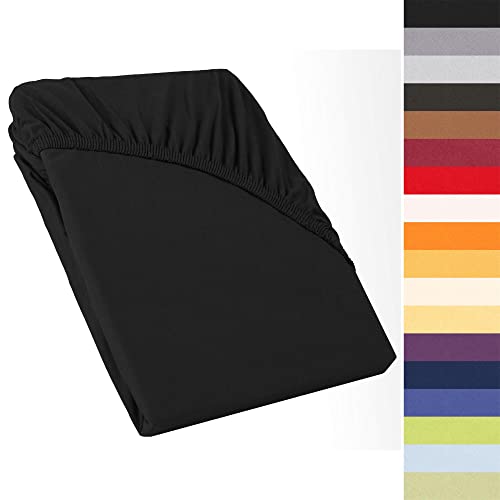 CelinaTex Perla Boxspringbett Wasserbett Topper Spannbettlaken 120x200-130x200 cm schwarz Jersey Mako Baumwolle 160g/qm Bettlaken Laken von CelinaTex