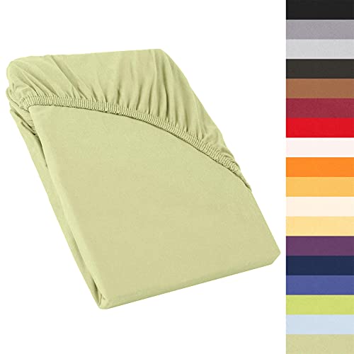 CelinaTex Perla Boxspringbett Wasserbett Topper Spannbettlaken 120x200-130x200 cm pistazien grün Jersey Mako Baumwolle 160g/qm Bettlaken Laken von CelinaTex