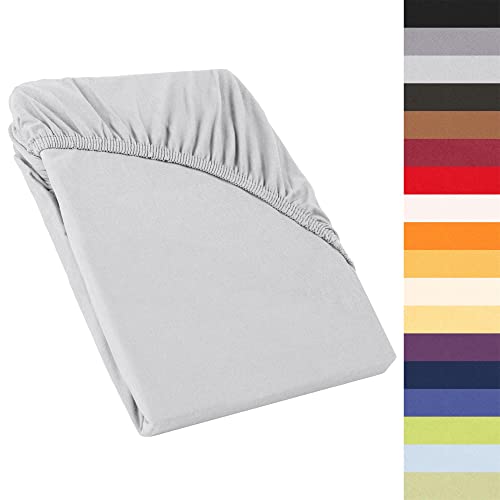 CelinaTex Perla Boxspringbett Wasserbett Topper Spannbettlaken 140x200-160x200 cm Silber grau Jersey Mako Baumwolle 160g/qm Bettlaken Laken von CelinaTex