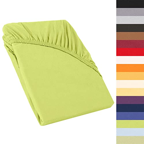 CelinaTex Perla Boxspringbett Wasserbett Topper Spannbettlaken 180x200-200x200 cm grün Jersey Mako Baumwolle 160g/qm Bettlaken Laken von CelinaTex