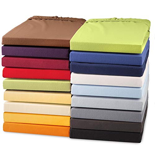 CelinaTex Perla Boxspringbett Wasserbett Topper Spannbettlaken 140x200-160x200 cm mais gelb Jersey Mako Baumwolle 160g/qm Bettlaken Laken von CelinaTex