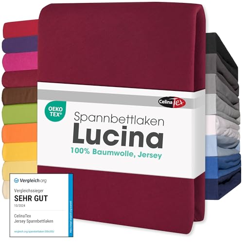 CelinaTex Jersey Topper Spannbettlaken Lucina Doppelpack 140x200-160x200cm Bordeaux rot 100% Baumwolle gekämmt bis 12cm Matratzenhöhe Spannbettbezug, Leintuch, Bettlaken, elastisch, Strech, Oeko-Tex CelinaTex Jersey Topper Spannbettlaken Lucina Doppelpack 140x200-160x200cm Bordeaux rot 100% Baumwolle gekämmt bis 12cm Matratzenhöhe Spannbettbezug, Leintuch, Bettlaken, elastisch, Strech, Oeko-Tex von CelinaTex