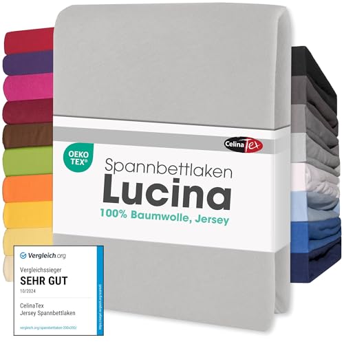 CelinaTex Jersey Topper Spannbettlaken Lucina Doppelpack 90x200-100x200cm Silber grau 100% Baumwolle gekämmt bis 12cm Matratzenhöhe Spannbettbezug, Leintuch, Bettlaken, elastisch, Strech, Oeko-Tex CelinaTex Jersey Topper Spannbettlaken Lucina Doppelpack 90x200-100x200cm Silber grau 100% Baumwolle gekämmt bis 12cm Matratzenhöhe Spannbettbezug, Leintuch, Bettlaken, elastisch, Strech, Oeko-Tex von CelinaTex