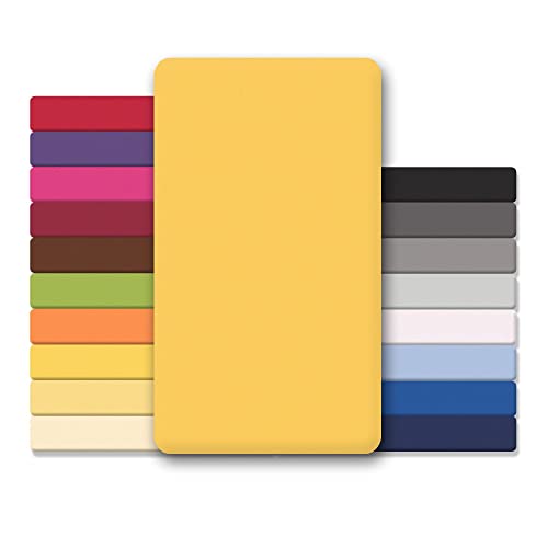 CelinaTex Jersey Topper Spannbettlaken Lucina 90x200-100x200cm mais gelb 100% Baumwolle gekämmt bis 12cm Matratzenhöhe Oeko-TEX von CelinaTex