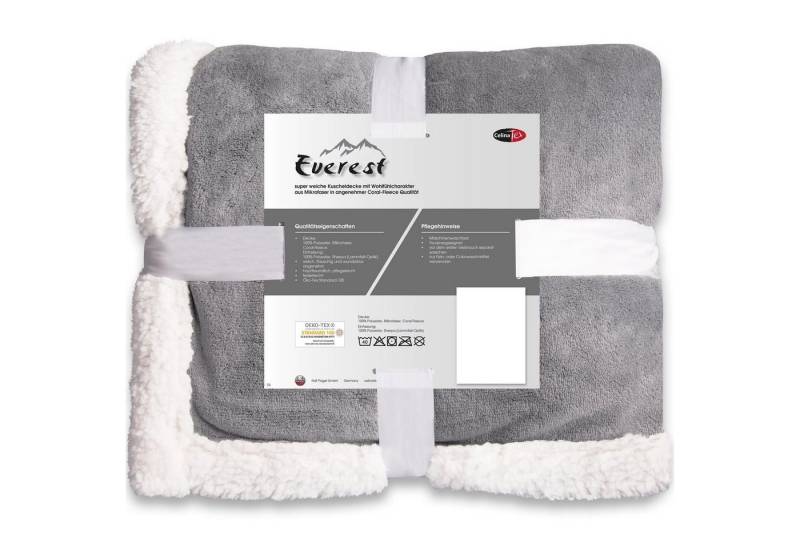 Wohndecke Everest Kuscheldecke Sofadecke Couch Fleece 150x200cm silber, CelinaTex, allergikergeeignet,anschmiegsam,bügelfrei,flauschig,mollig warm,warm von CelinaTex