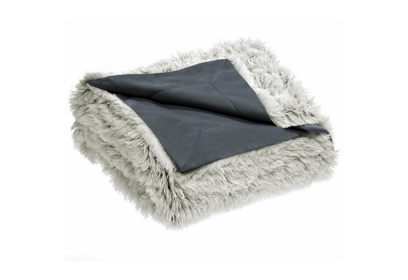 Wohndecke Shetland Kuscheldecke Tagesdecke Fleece Flausch 150x200cm creme/grau, CelinaTex, bügelfreiflauschigwarmweichWohnraumdekorationwaschbareffektvoll von CelinaTex