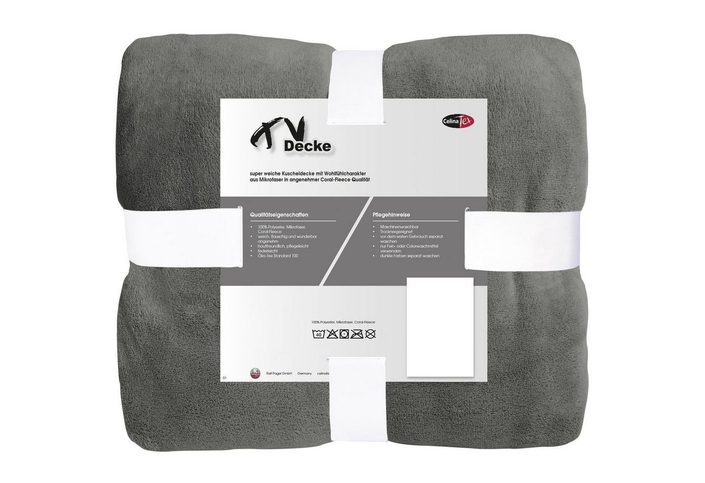 Wohndecke TV Decke Kuscheldecke Sofadecke Fleece 150x200cm grau, CelinaTex, allergikergeeignet,bügelfrei,dezenter Glanz,kuschelweich,mollig warm von CelinaTex