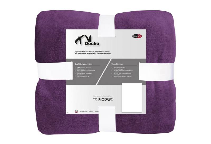 Wohndecke TV Decke Kuscheldecke Sofadecke Fleece 150x200cm lila, CelinaTex, allergikergeeignet,bügelfrei,dezenter Glanz,kuschelweich,mollig warm von CelinaTex