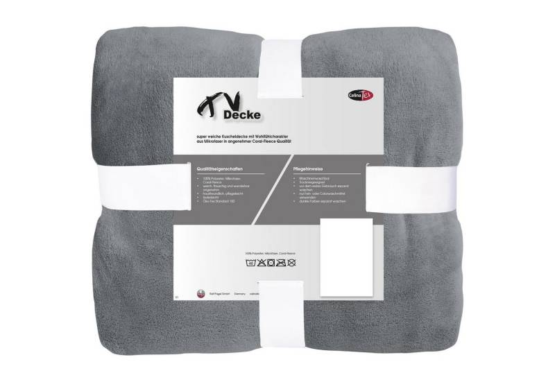 Wohndecke TV Decke Kuscheldecke Sofadecke Fleece 150x200cm silber, CelinaTex, allergikergeeignet,bügelfrei,dezenter Glanz,kuschelweich,mollig warm von CelinaTex