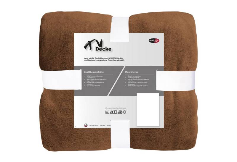 Wohndecke TV Decke Kuscheldecke Sofadecke Fleece 150x200cm braun, CelinaTex, allergikergeeignet,bügelfrei,dezenter Glanz,kuschelweich,mollig warm von CelinaTex