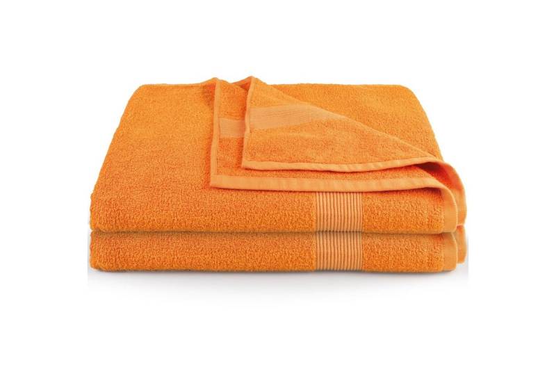 CelinaTex Saunatuch Bari Handtuch Strandlaken Frottee 2er Set 80x200cm orange, Baumwolle (2-St), bügelfreiformstabilhautsympathischkuschelweichlanglebigsaugstark von CelinaTex