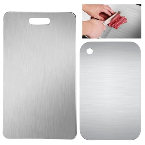 2 Pcs Schneidebrett Titan Schneidebrett Schneidebrett Titan Cutting Board Edelstahl Schneidebrett Schneidebrett Edelstahl Titanium Schneidebrett Metall Schneidebrett Titanium Cutting Board von Celiodd