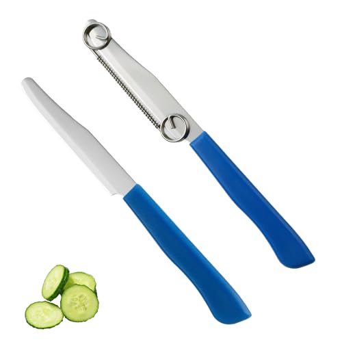 2 Stück Zaubermesser 3-in-1-Multifunktions Fruit Peeling Knife Schnelles Schneidemesser Mit Verstellbarer Feder Edelstahl Kartoffelschäler Mit Abnehmbarer Feder für Küche von Celiodd